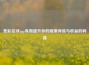 竞彩足球app有用提升你的观赛体验与收益的利器