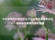 今日足球竞彩推荐论坛今日足球竞彩推荐论坛——揭秘高手策略与精彩预测
