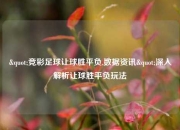 "竞彩足球让球胜平负,数据资讯"深入解析让球胜平负玩法