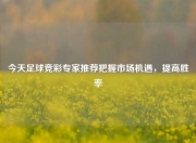 今天足球竞彩专家推荐把握市场机遇，提高胜率