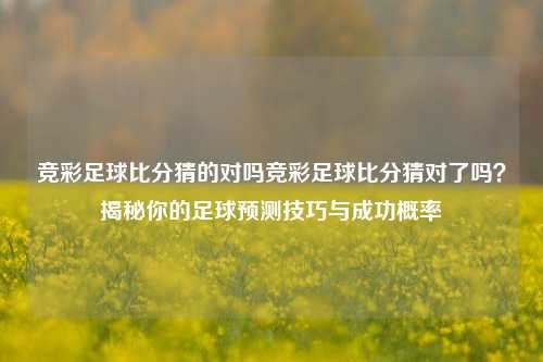 竞彩足球比分猜的对吗竞彩足球比分猜对了吗？揭秘你的足球预测技巧与成功概率