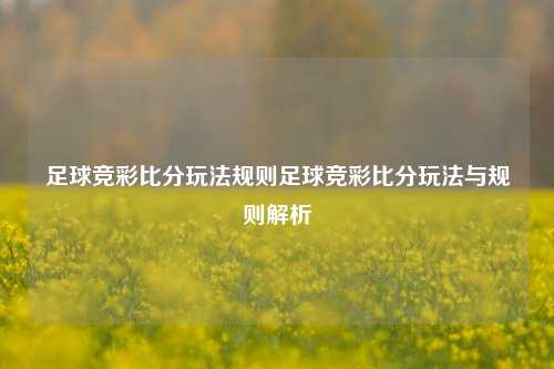足球竞彩比分玩法规则足球竞彩比分玩法与规则解析