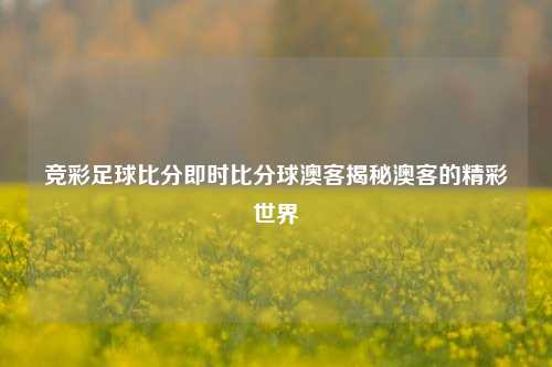 竞彩足球比分即时比分球澳客揭秘澳客的精彩世界