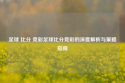 足球 比分 竞彩足球比分竞彩的深度解析与策略指南