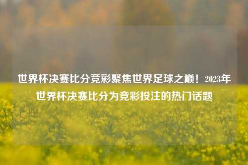 世界杯决赛比分竞彩聚焦世界足球之巅！2023年世界杯决赛比分为竞彩投注的热门话题