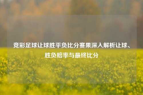 竞彩足球让球胜平负比分赛果深入解析让球、胜负赔率与最终比分
