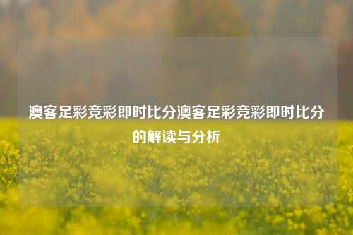 澳客足彩竞彩即时比分澳客足彩竞彩即时比分的解读与分析
