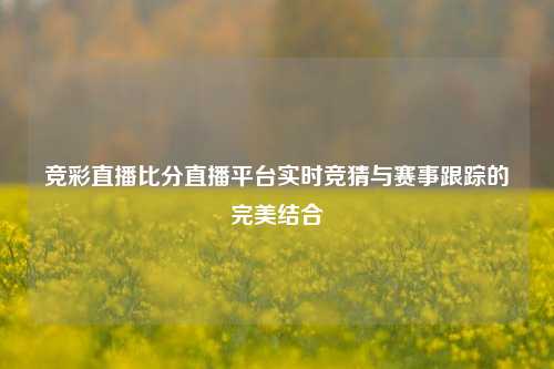 竞彩直播比分直播平台实时竞猜与赛事跟踪的完美结合