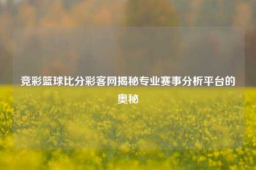 竞彩篮球比分彩客网揭秘专业赛事分析平台的奥秘