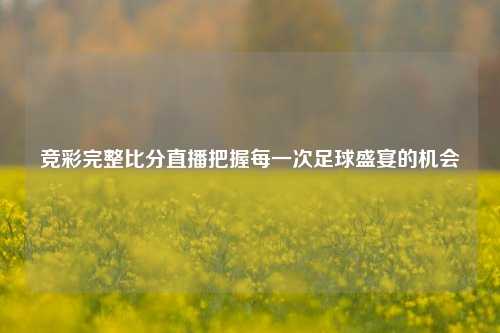竞彩完整比分直播把握每一次足球盛宴的机会