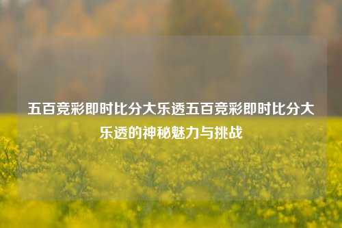 五百竞彩即时比分大乐透五百竞彩即时比分大乐透的神秘魅力与挑战