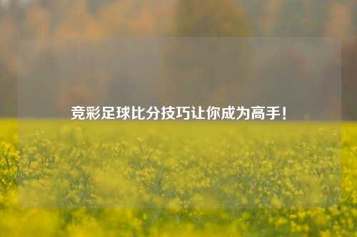 竞彩足球比分技巧让你成为高手！