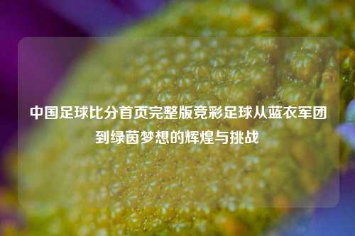 中国足球比分首页完整版竞彩足球从蓝衣军团到绿茵梦想的辉煌与挑战