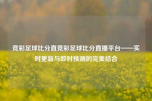 竞彩足球比分直竞彩足球比分直播平台——实时更新与即时预测的完美结合