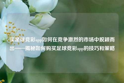 买足球竞彩app如何在竞争激烈的市场中脱颖而出——揭秘如何购买足球竞彩app的技巧和策略