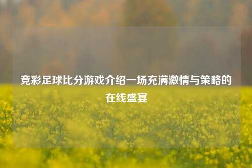竞彩足球比分游戏介绍一场充满激情与策略的在线盛宴