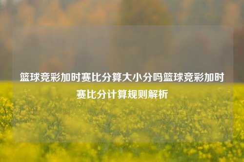篮球竞彩加时赛比分算大小分吗篮球竞彩加时赛比分计算规则解析