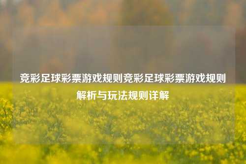 竞彩足球彩票游戏规则竞彩足球彩票游戏规则解析与玩法规则详解