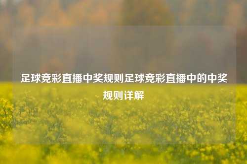 足球竞彩直播中奖规则足球竞彩直播中的中奖规则详解