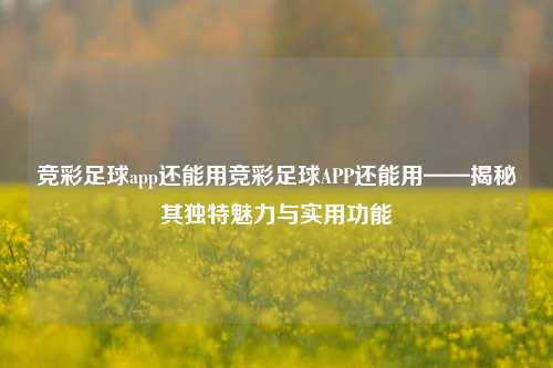 竞彩足球app还能用竞彩足球APP还能用——揭秘其独特魅力与实用功能