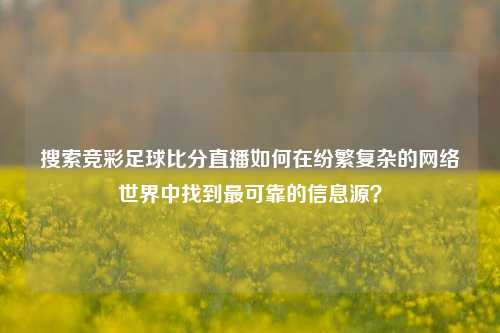 搜索竞彩足球比分直播如何在纷繁复杂的网络世界中找到最可靠的信息源？
