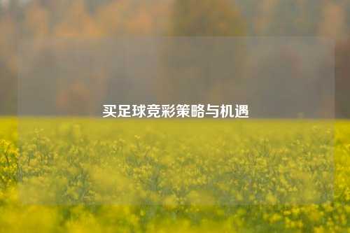 买足球竞彩策略与机遇