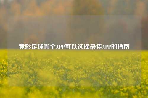 竞彩足球哪个APP可以选择最佳APP的指南