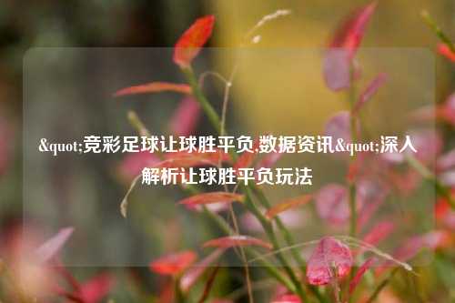 "竞彩足球让球胜平负,数据资讯"深入解析让球胜平负玩法