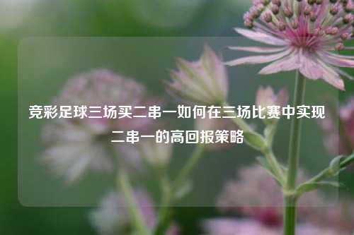竞彩足球三场买二串一如何在三场比赛中实现二串一的高回报策略