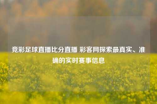 竞彩足球直播比分直播 彩客网探索最真实、准确的实时赛事信息