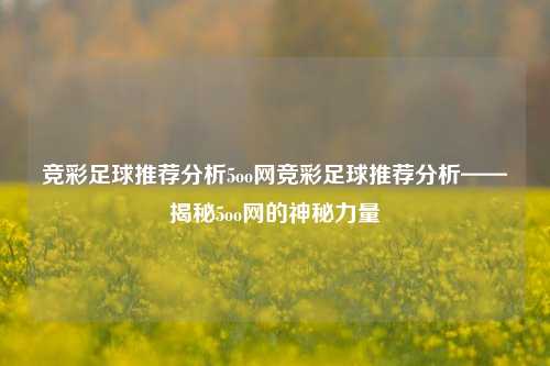 竞彩足球推荐分析5oo网竞彩足球推荐分析——揭秘5oo网的神秘力量