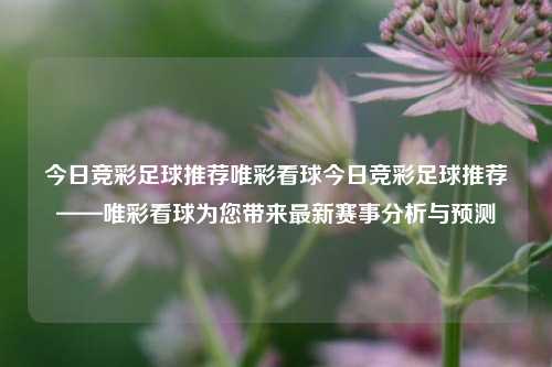 今日竞彩足球推荐唯彩看球今日竞彩足球推荐——唯彩看球为您带来最新赛事分析与预测