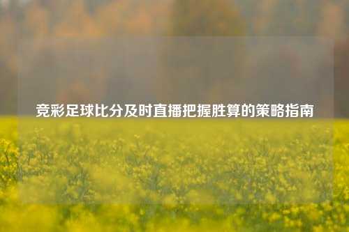 竞彩足球比分及时直播把握胜算的策略指南