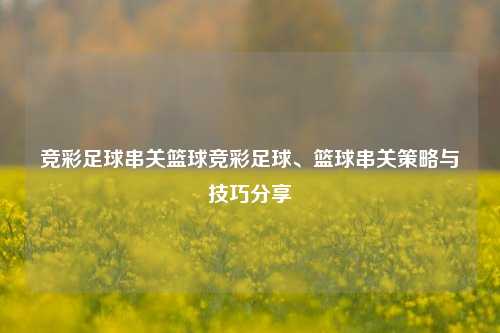竞彩足球串关篮球竞彩足球、篮球串关策略与技巧分享