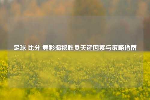 足球 比分 竞彩揭秘胜负关键因素与策略指南