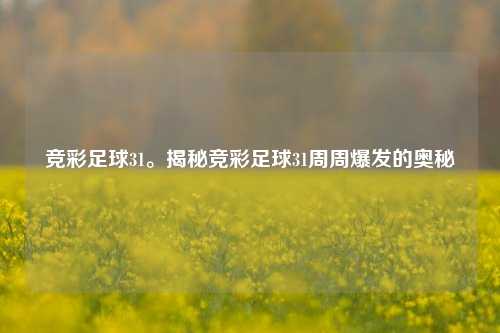 竞彩足球31。揭秘竞彩足球31周周爆发的奥秘