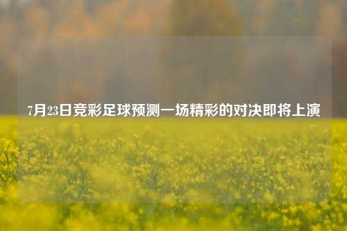 7月23日竞彩足球预测一场精彩的对决即将上演