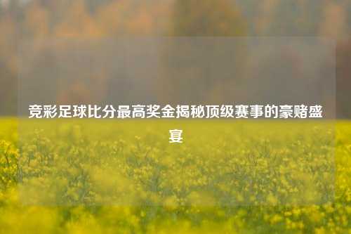 竞彩足球比分最高奖金揭秘顶级赛事的豪赌盛宴