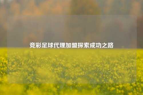 竞彩足球代理加盟探索成功之路