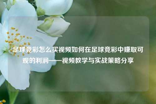 足球竞彩怎么买视频如何在足球竞彩中赚取可观的利润——视频教学与实战策略分享