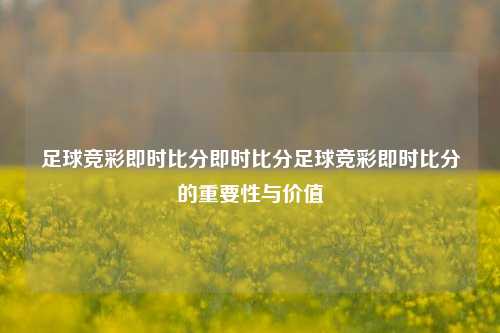 足球竞彩即时比分即时比分足球竞彩即时比分的重要性与价值