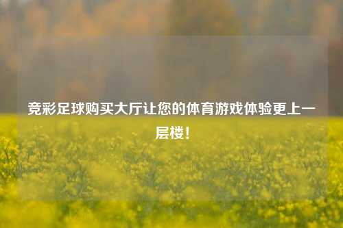 竞彩足球购买大厅让您的体育游戏体验更上一层楼！