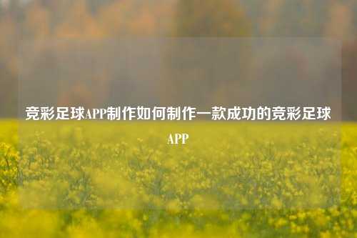 竞彩足球APP制作如何制作一款成功的竞彩足球APP