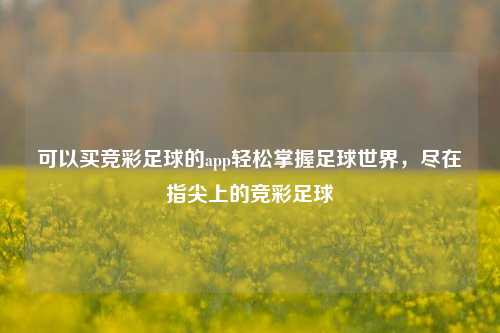 可以买竞彩足球的app轻松掌握足球世界，尽在指尖上的竞彩足球