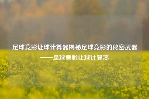 足球竞彩让球计算器揭秘足球竞彩的秘密武器——足球竞彩让球计算器