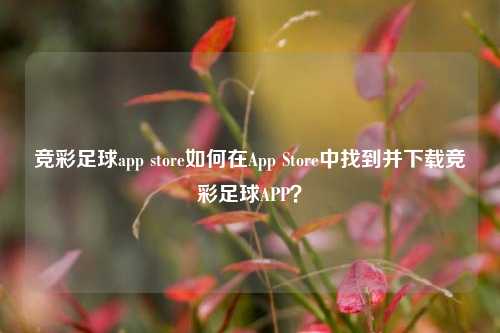 竞彩足球app store如何在App Store中找到并下载竞彩足球APP？