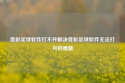 竞彩足球软件打不开解决竞彩足球软件无法打开的难题