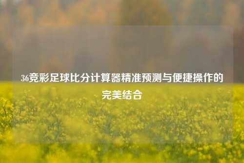 36竞彩足球比分计算器精准预测与便捷操作的完美结合