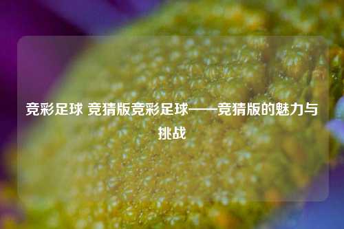 竞彩足球 竞猜版竞彩足球——竞猜版的魅力与挑战