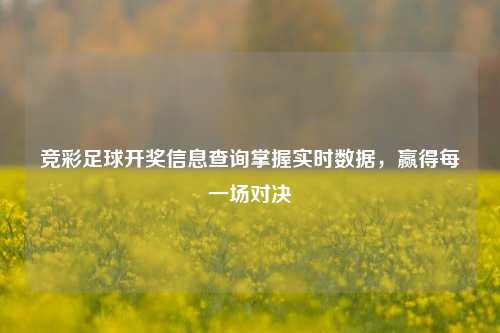 竞彩足球开奖信息查询掌握实时数据，赢得每一场对决